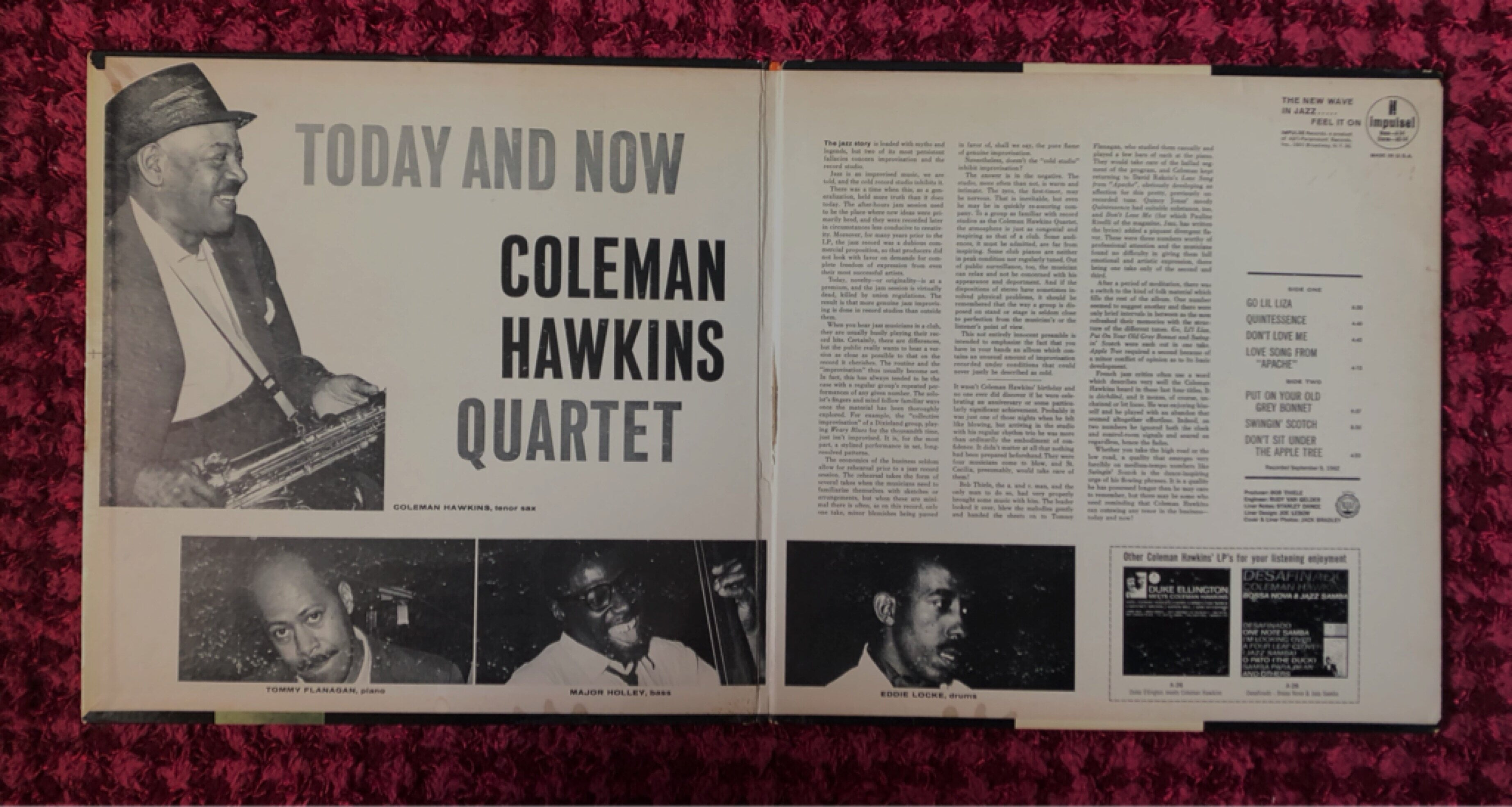 [LP] 수입원반 COLEMAN HAWKINS QUARTET A-34 (MONO반)