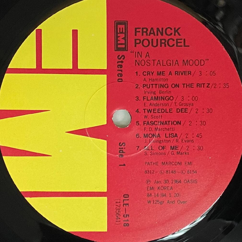 [LP] 프랑크 푸르셀 - Franck Pourcel His Orchestra - In A Nostalgia Mood LP [오아시스-라이센스반]