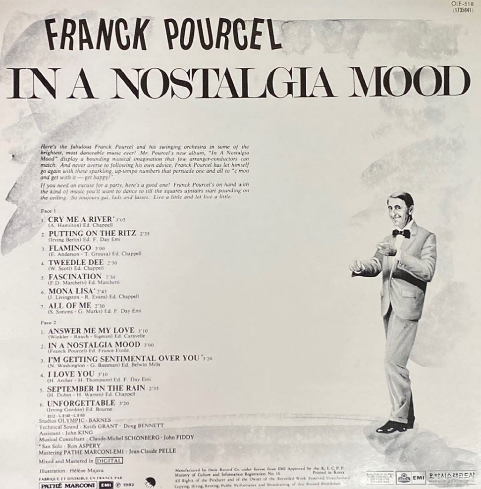 [LP] 프랑크 푸르셀 - Franck Pourcel His Orchestra - In A Nostalgia Mood LP [오아시스-라이센스반]