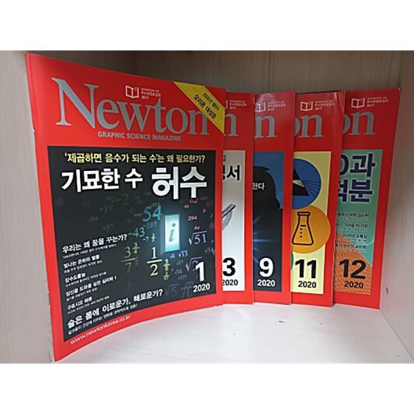 Newton 뉴턴 2020.1,3,9,11,12 [5권] 기묘한 수 허수/인체 사용 설명서/베이스 통계 입문/중고등학교 과학/0과 미분.적분