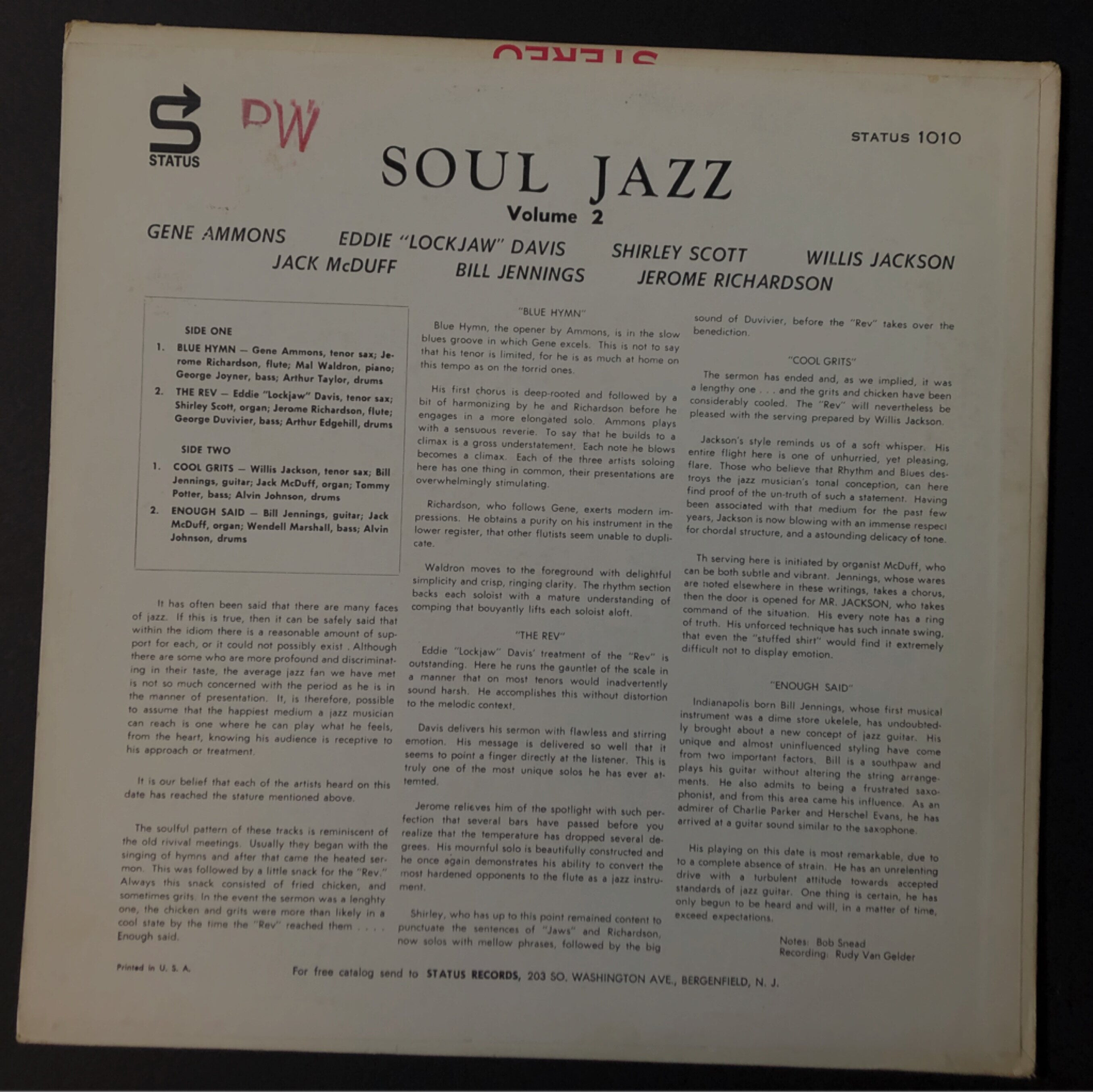 [LP] 수입원반 The PRESTIGE ALL-STARS Soul Jazz Vol-2 (MONO반) 