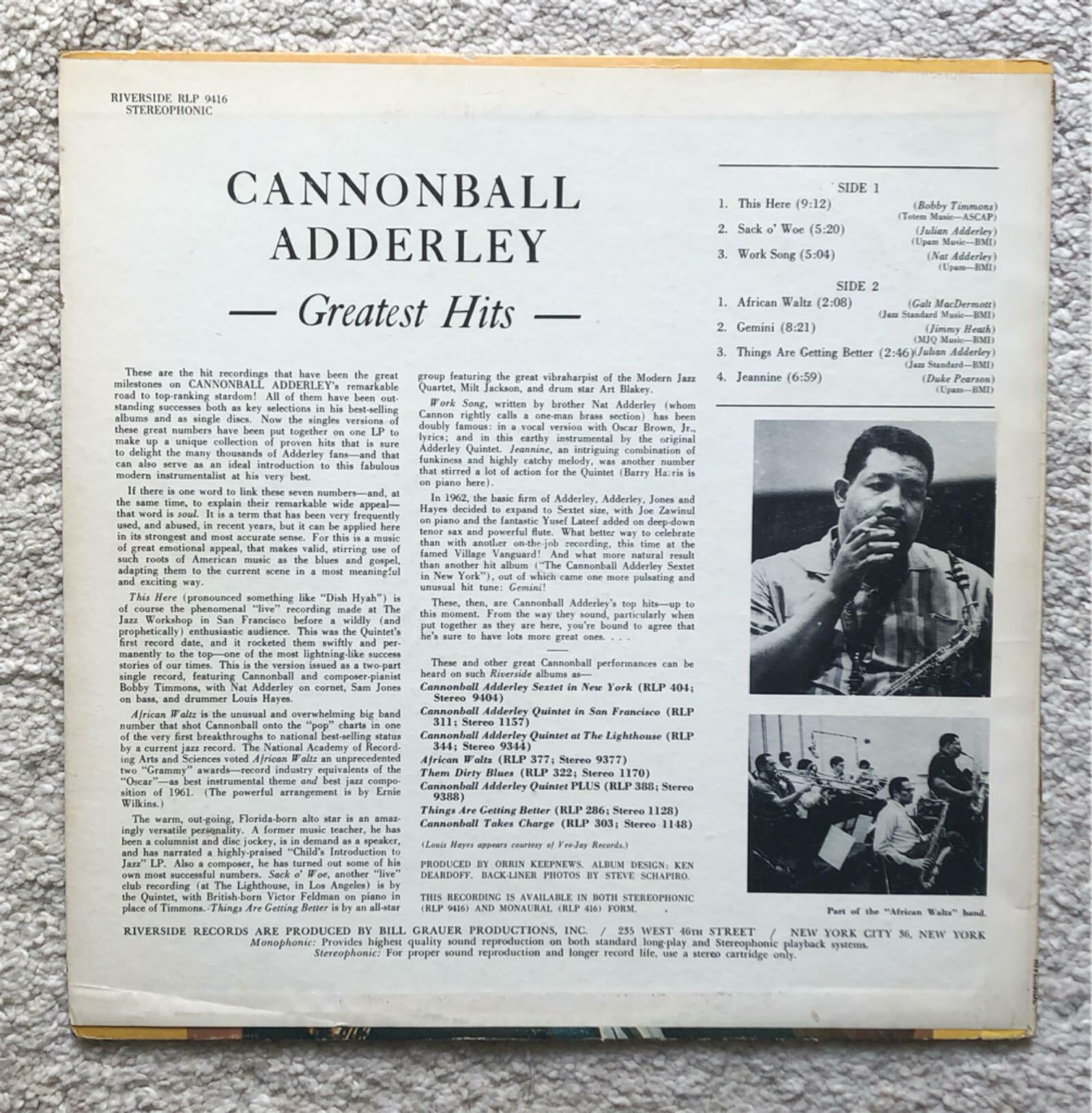 [LP] 수입원반 CANNONBALL ADDERLEY RLP-9416