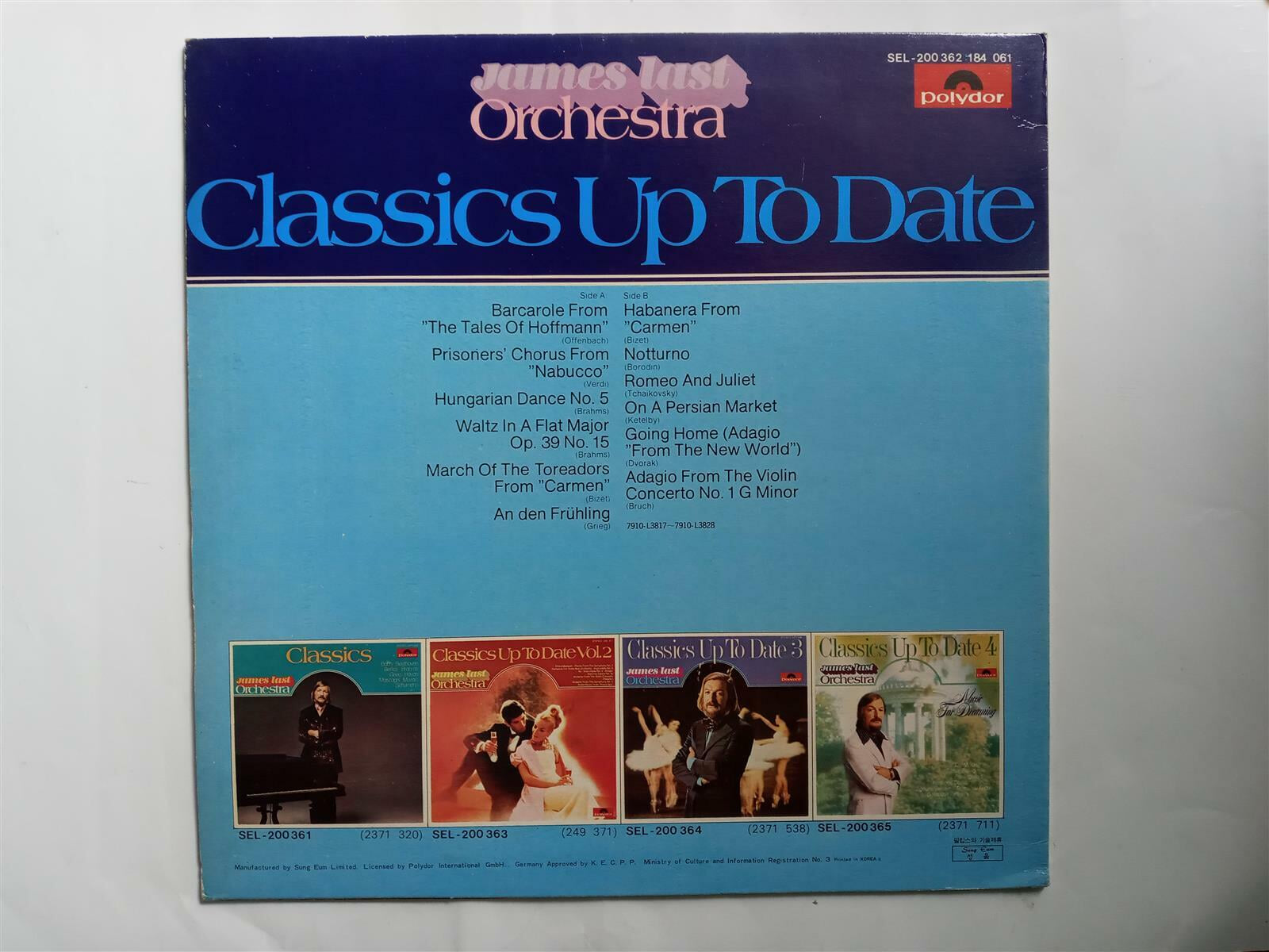 LP(엘피 레코드) 제임스 라스트 James Last Orchestra : Classics Up To Date Vol.1 