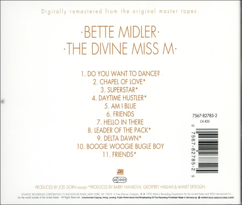 베트 미들러 (Bette Midler) - The Divine Miss M(독일발매)