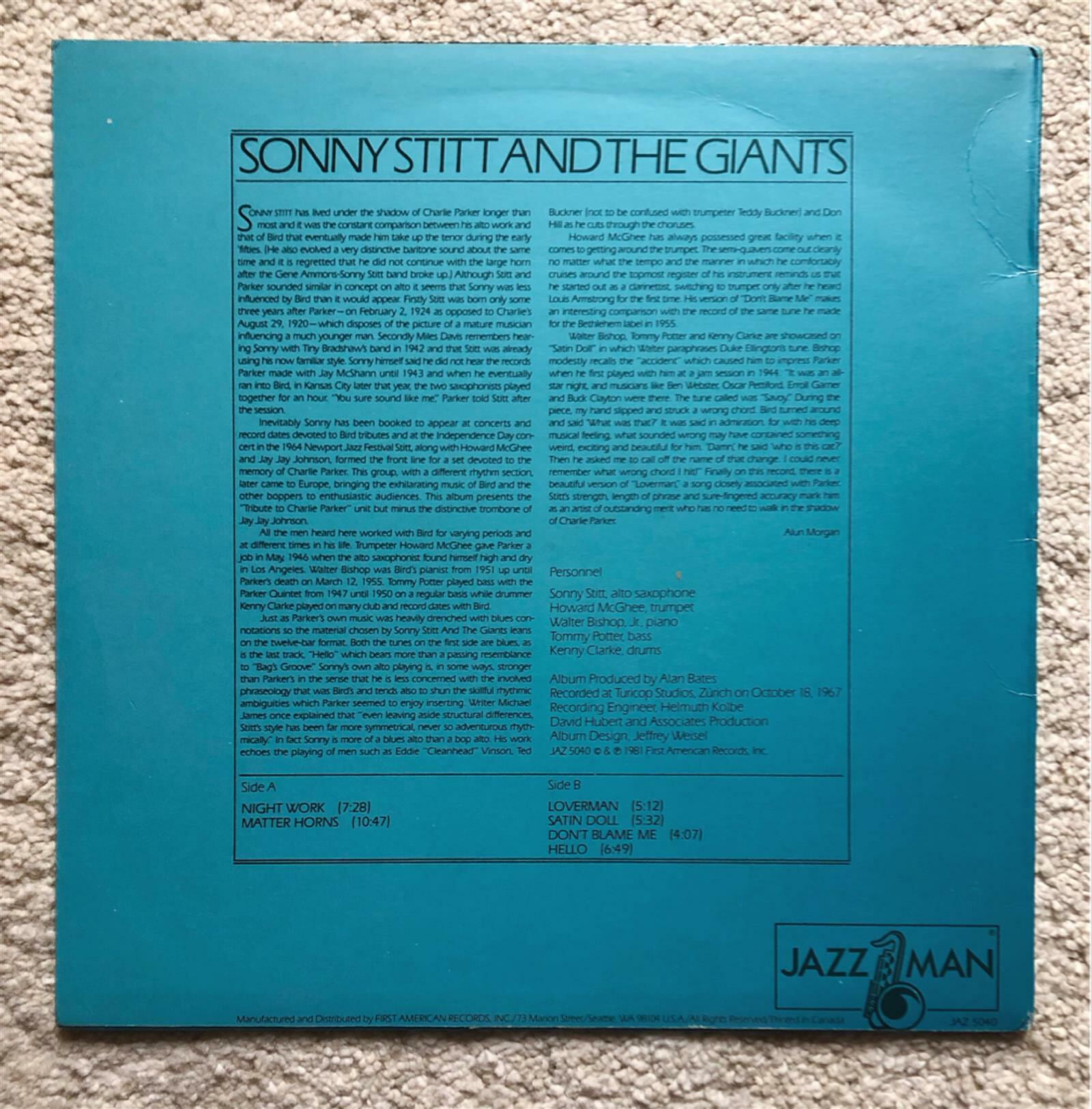 [LP] 수입원반 SONNY STITT & THE GIANT JAZ-5040