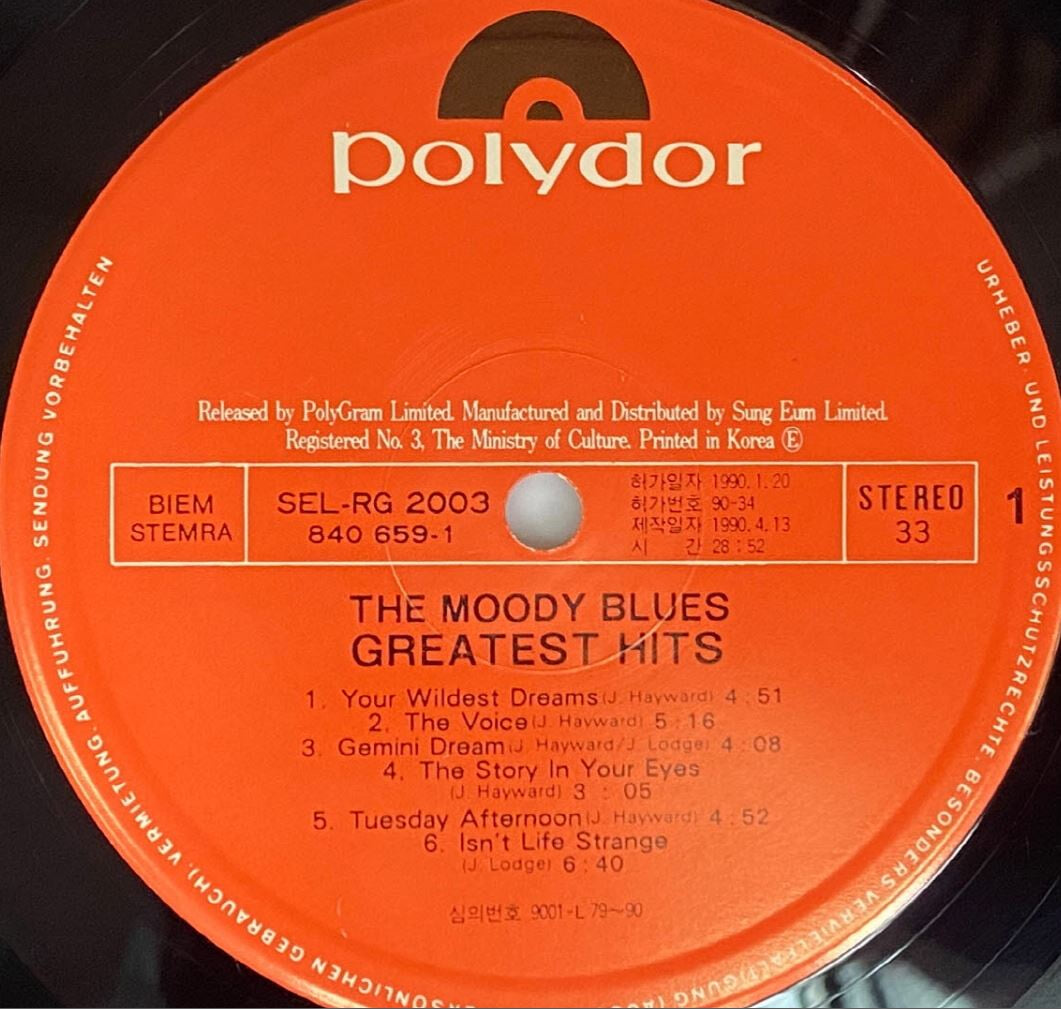 [LP] 무디 블루스 - Moody Blues - Greatest Hits LP [성음-라이센스반]