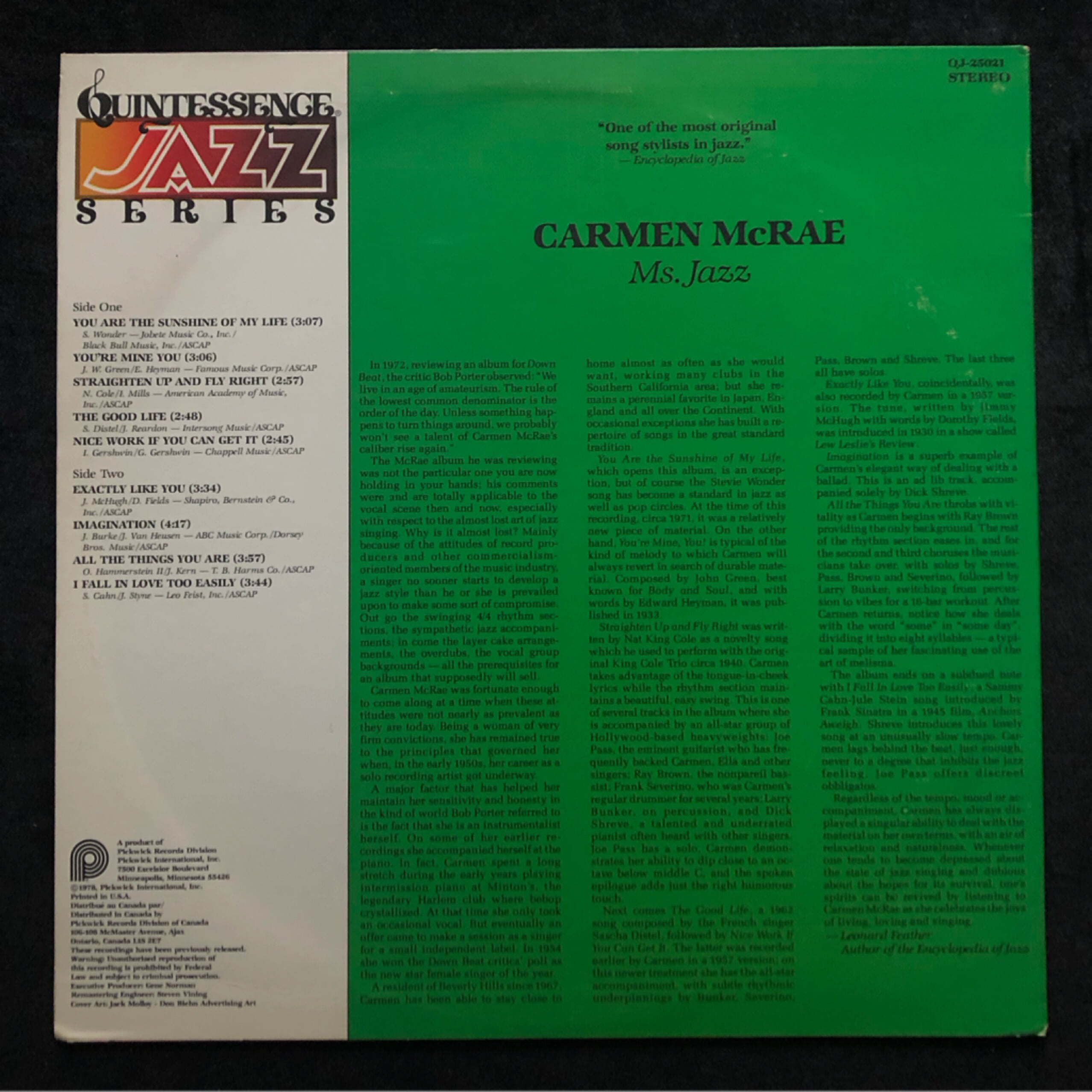 [LP]수입원반 CARMEN McRAE QJ-25021 