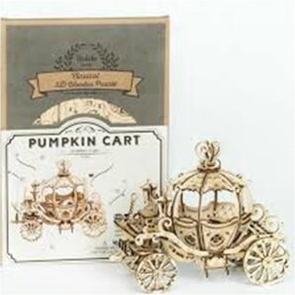 PUMPKIN CART(Laser Cutting, TG302): Classical 3D Wooden Puzzle (3D 나무 퍼즐 호박 카트, Rolife Series)