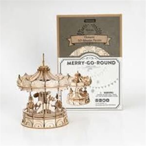 MERRY-GO-ROUND(Laser Cutting, TG404): Classical 3D Wooden Puzzle (3D 나무 퍼즐 호박 카트, Rolife Series)