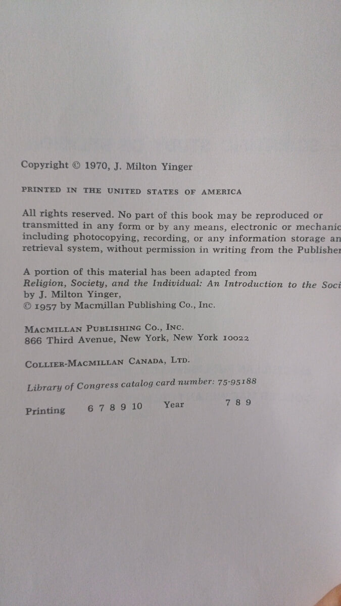 The scientific study of religion/ J.MIlton Yinger 1970