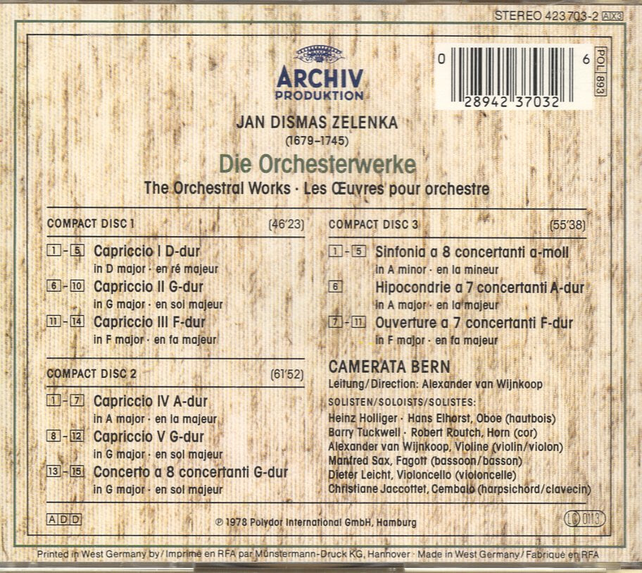 [수입] Zelenka Die Orchesterwerke [2CD]
