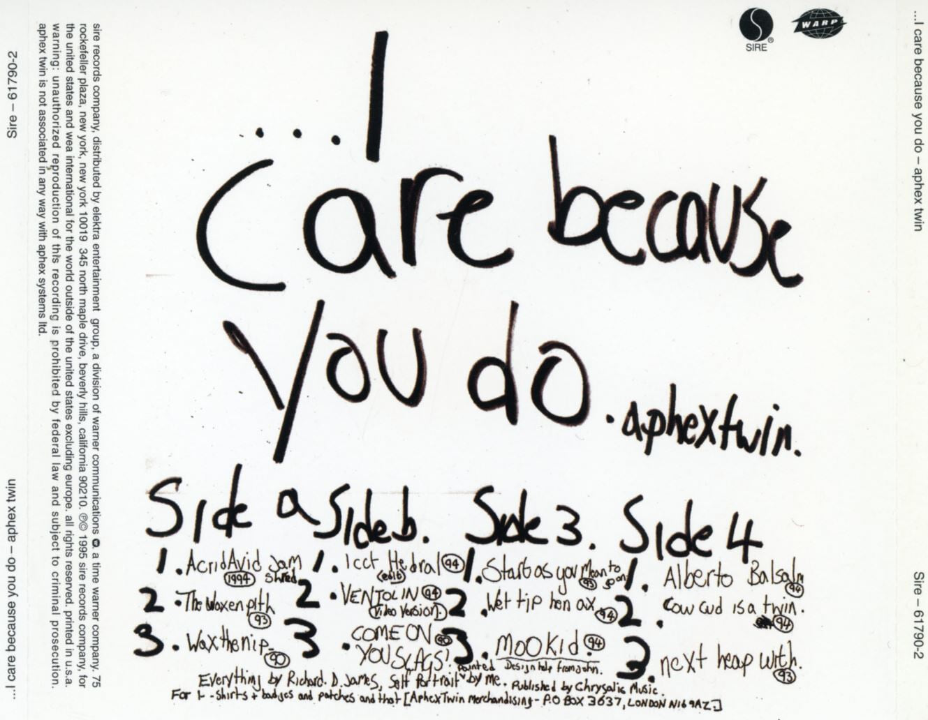 에이펙스 트윈 - Aphex Twin - ...I Care Because You Do [U.S발매]